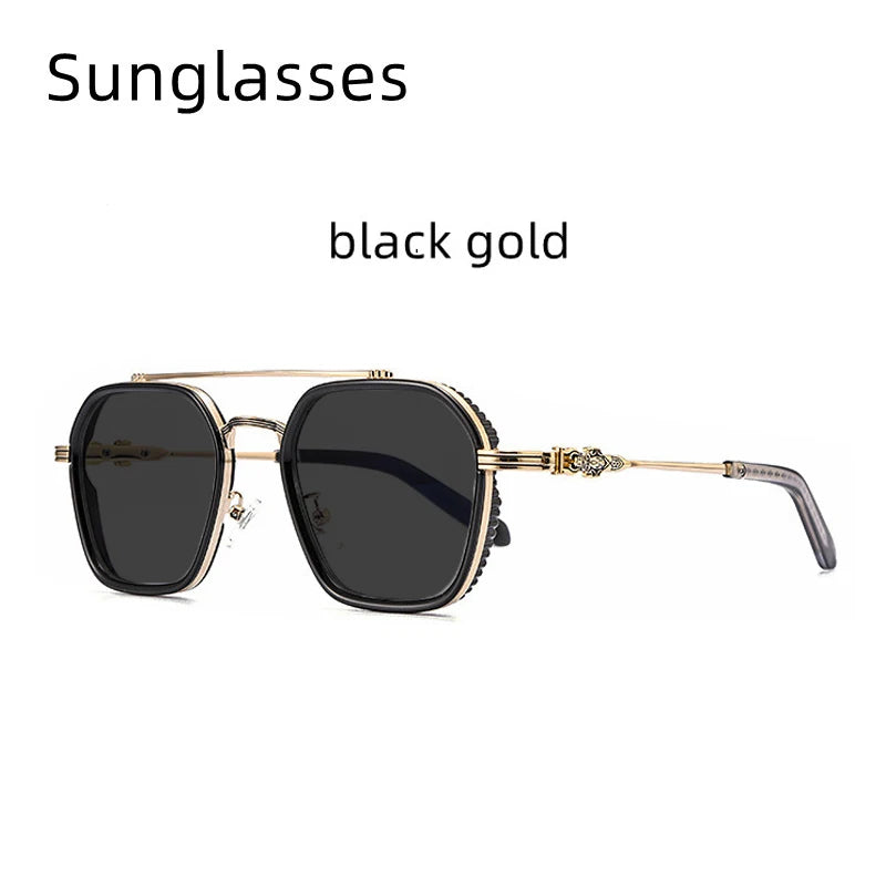 Retro Polygonal Alloy Glasses Frame – Photochromic Eyeglasses & Sunglasses for Men and Women