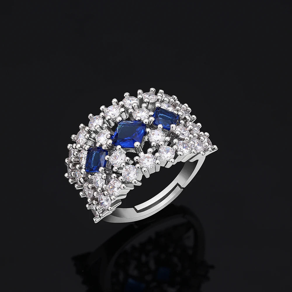 Cubic Zirconia Bridal Wedding Jewelry Set, Asian & African Crystal Wedding Jewelry Set - 4-Piece Ring