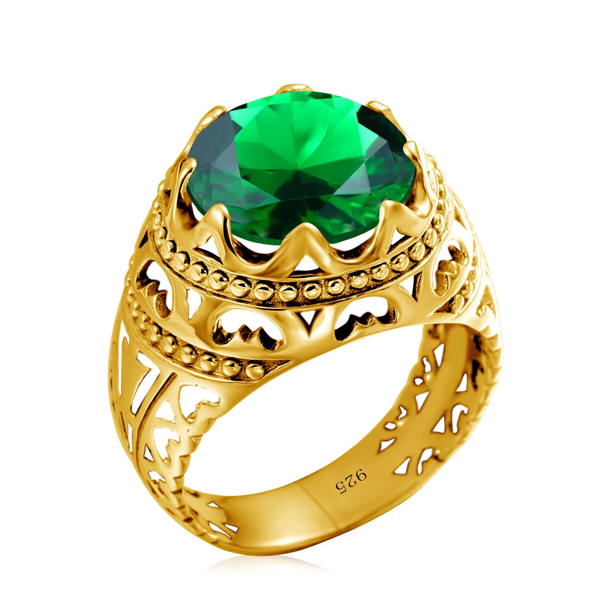 Dazzle Dime® Vintage Mystic Topaz Ring for Men | Genuine 925 Sterling Silver Round Cut Gemstone