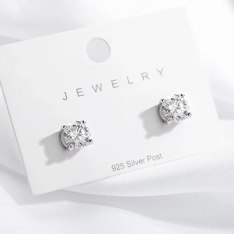 0.1-5CT Moissanite Stud Earrings | GRA Certified | S925 Silver Platinum Plated for Men & Women | Bridal Wedding Diamond Studs