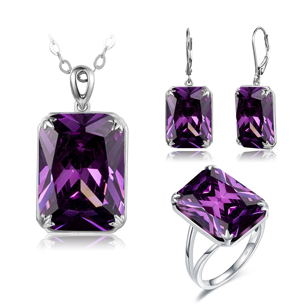 Dazzle Dime® Vintage Ruby Jewelry Set – 925 Sterling Silver Gold-Plated Necklace, Earrings, and Ring