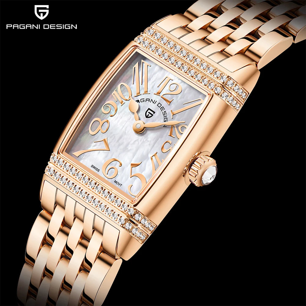 Women's Sapphire Crystal Quartz Watch, Luxury Accessories, Waterproof up to 50 Meters, Stainless Steel, 22Mm