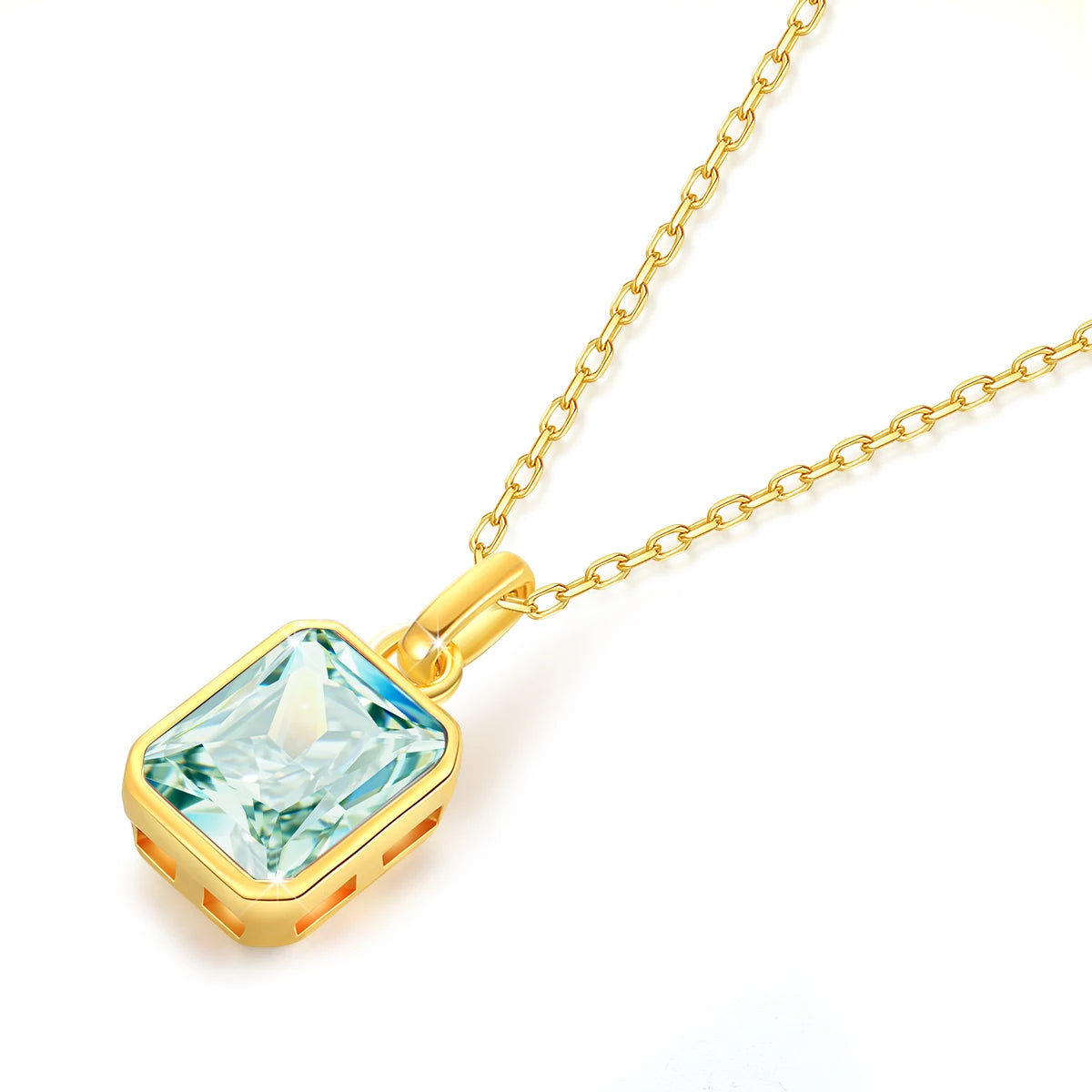 Dazzle Dime® 18K Solid Gold Moissanite Pendant Necklace | 8x10mm Colored Gemstone | Fine Jewelry for Women | Anniversary & Valentine’s Day Gift