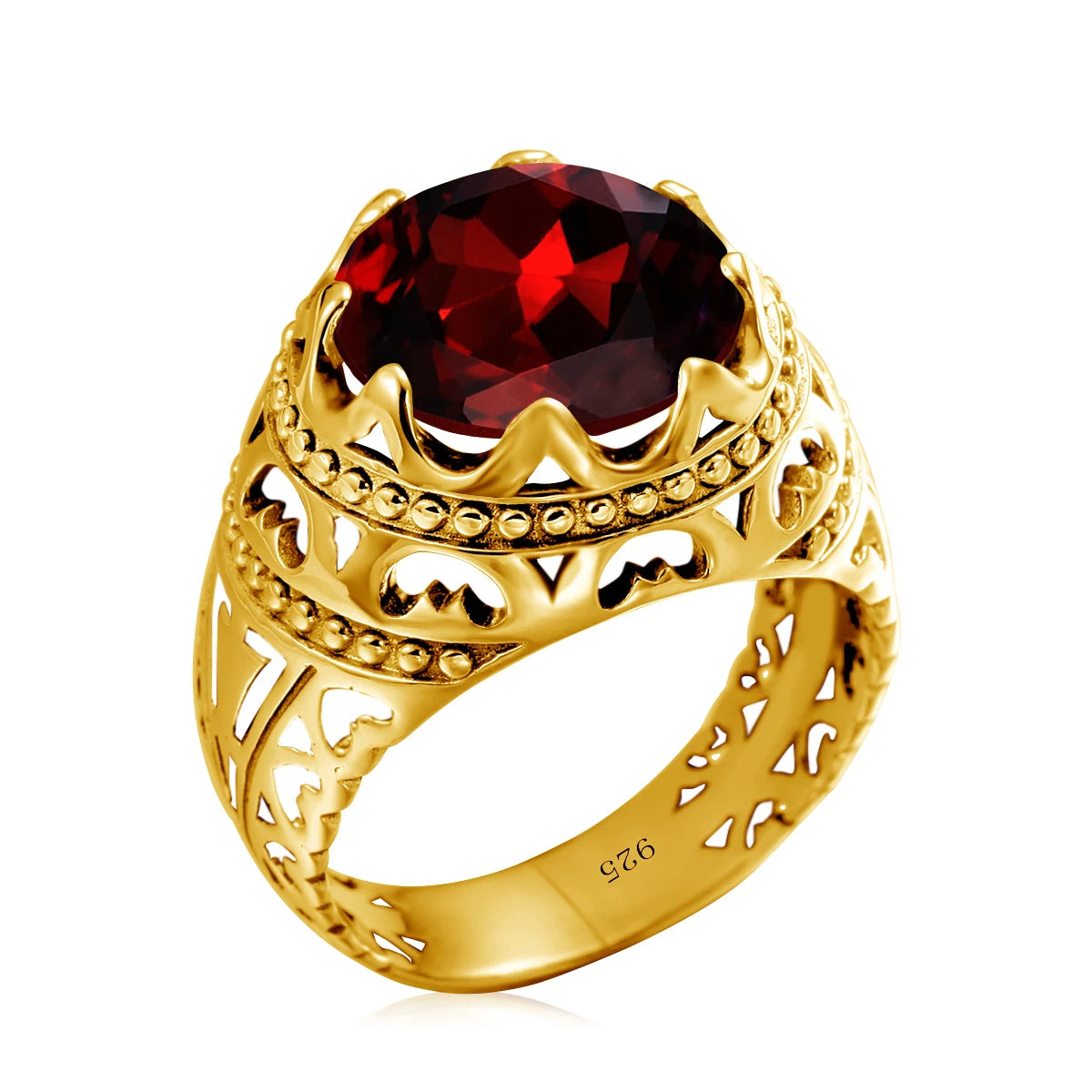 Dazzle Dime® Vintage Mystic Topaz Ring for Men | Genuine 925 Sterling Silver Round Cut Gemstone