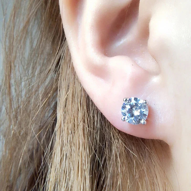 0.1-5CT Moissanite Stud Earrings | GRA Certified | S925 Silver Platinum Plated for Men & Women | Bridal Wedding Diamond Studs
