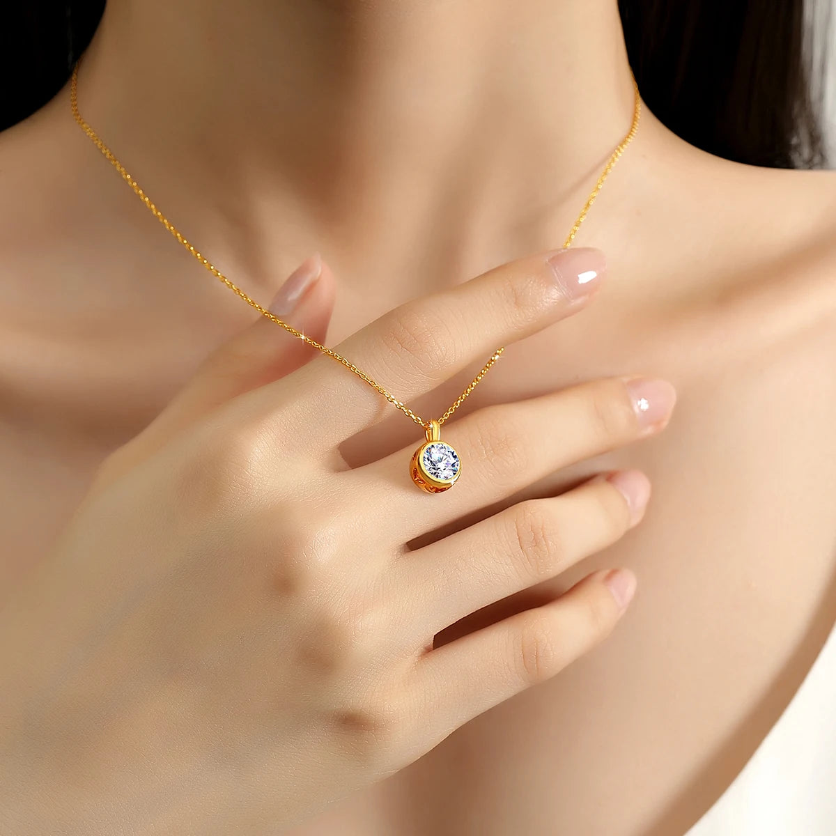 Dazzle Dime® 1CT Moissanite Pendant | 18K Yellow Gold Necklace
