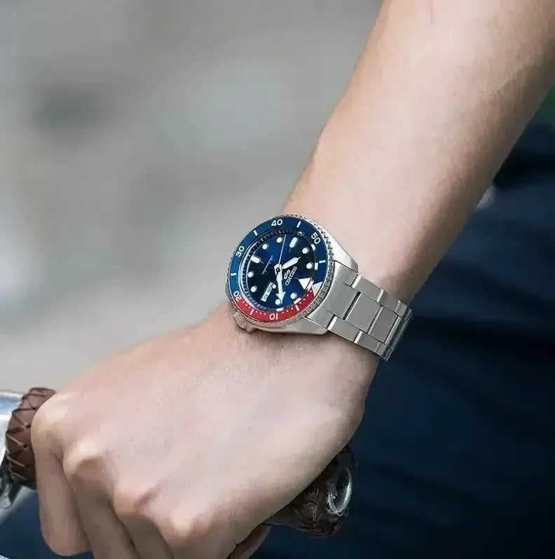 Original Seiko Watch 5 Sports Series – Automatic Quartz Rotatable Classic Steel Band Wristwatch