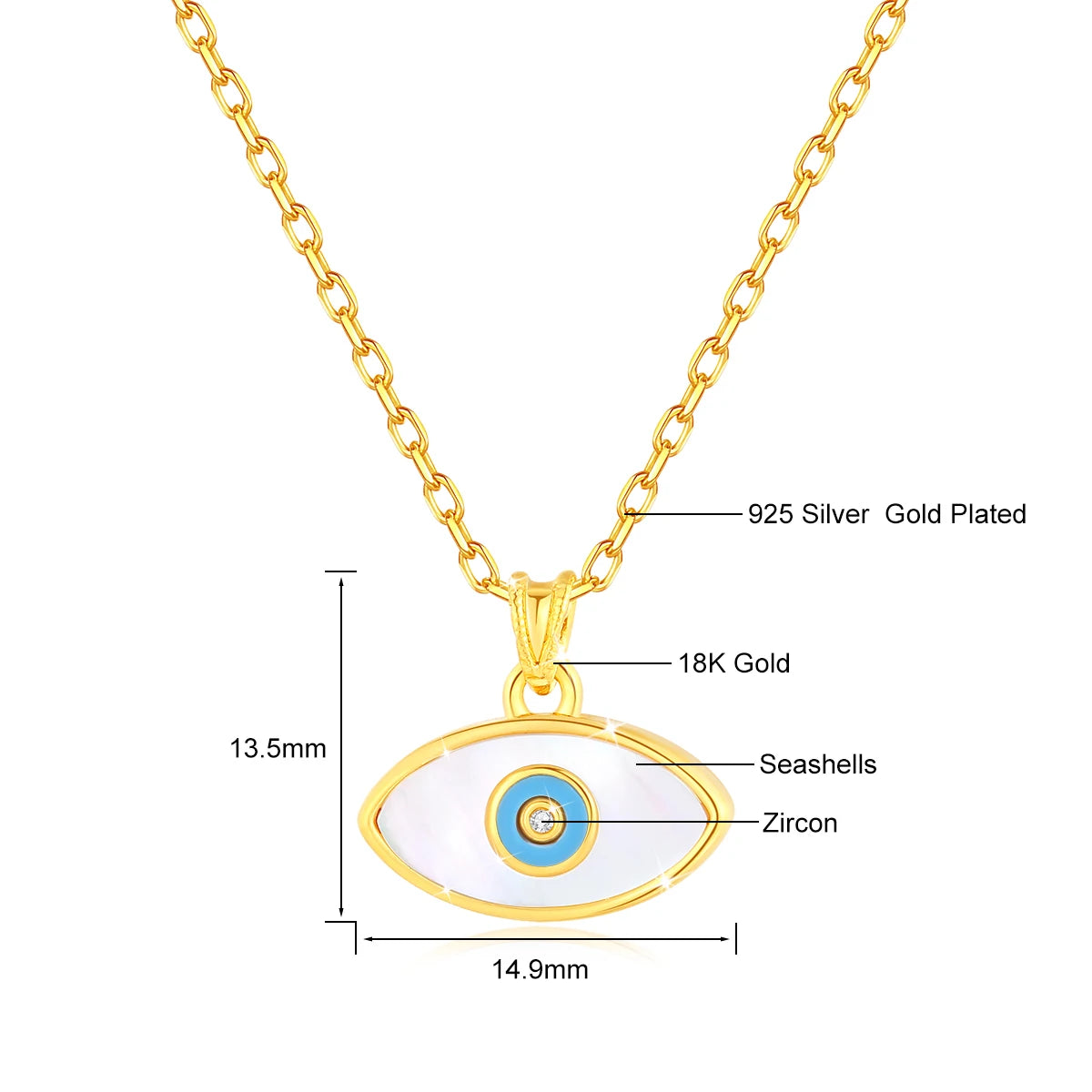 Dazzle Dime® 18K Gold Evil Eye Necklace | Royal Blue Sapphire Pendant | Luxury Handcrafted Design with Certificate