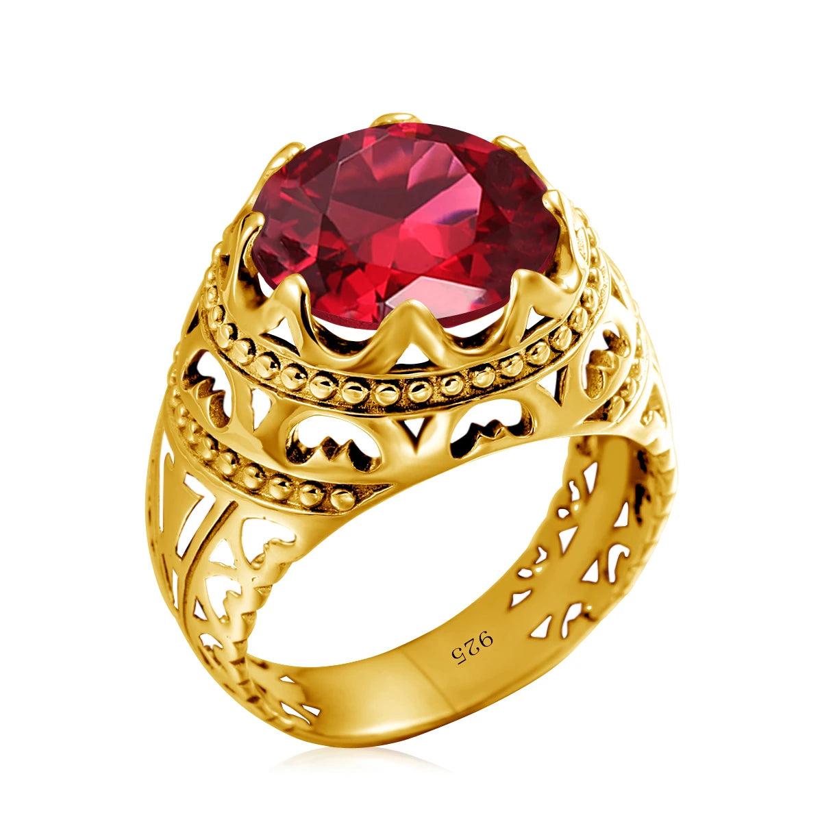 Dazzle Dime® Vintage Mystic Topaz Ring for Men | Genuine 925 Sterling Silver Round Cut Gemstone
