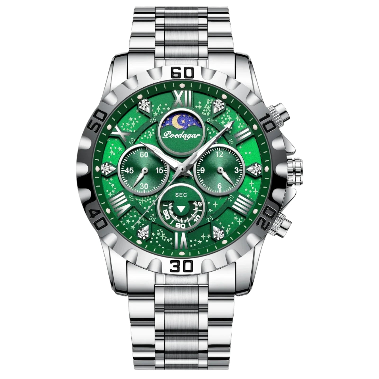 Luxury Quartz Sports Watch for Men | Waterproof Luminous Stainless Steel Chronograph by POEDAGAR