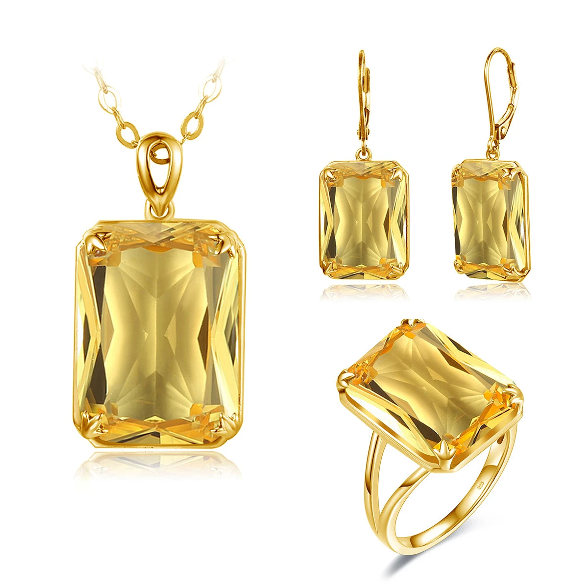 Dazzle Dime® Vintage Ruby Jewelry Set – 925 Sterling Silver Gold-Plated Necklace, Earrings, and Ring