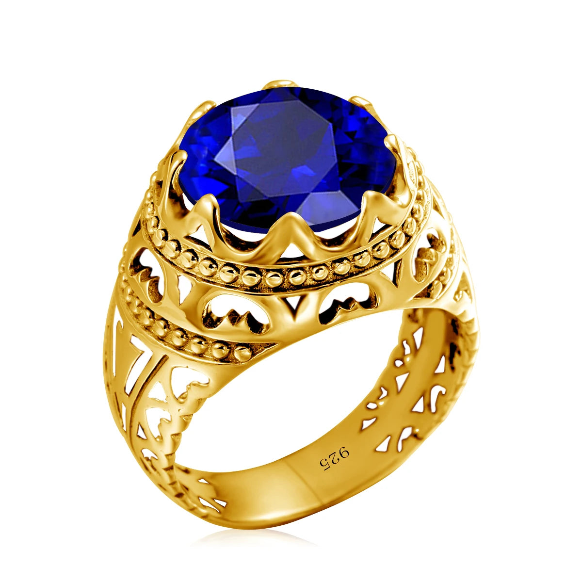 Dazzle Dime® Vintage Mystic Topaz Ring for Men | Genuine 925 Sterling Silver Round Cut Gemstone