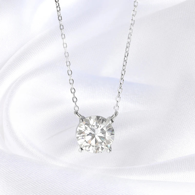 White Gold Plated 1-10CT Moissanite Necklace for Women Classic Four Claws Pendant Wedding Jewelry 925 Sterling Silver GRA