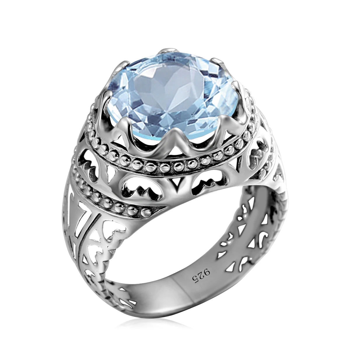Dazzle Dime® Vintage Mystic Topaz Ring for Men | Genuine 925 Sterling Silver Round Cut Gemstone