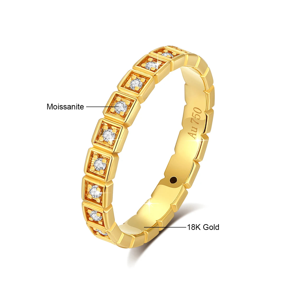 Dazzle Dime® 18K Gold Moissanite Full Eternity Ring | AU750 Certified | Elegant Wedding & Anniversary Band