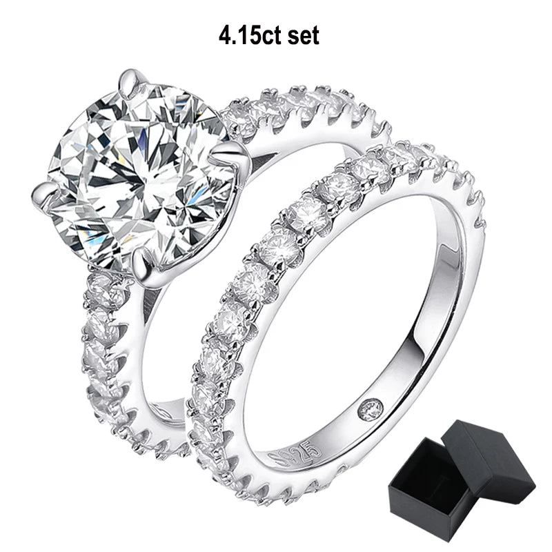 Dazzle Dime 18K White Gold Plated 0.6-4.2CT Moissanite Engagement Ring 925 Sterling Hallmarked with GRA Certificate Sparkly Luxury Wedding Diamond Band