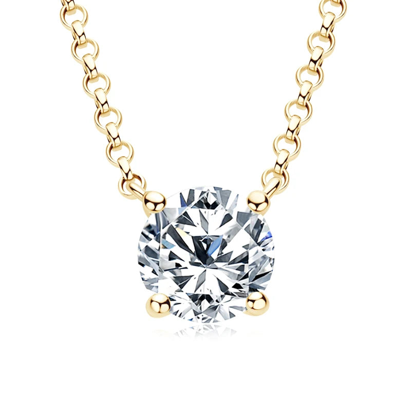 Dazzle Dime 1CT 2CT 3CT Moissanite Pendant Necklace for Hallmarked 925 Silver Chains Solitaire Drop Necklaces
