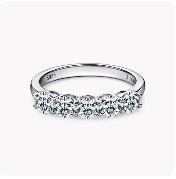 Dazzle Dime Elegant Wedding Ring 925 Sterling Silver Band 0.5ct Moissanite Gemstone with GRA Certification DAZZLE DIME®