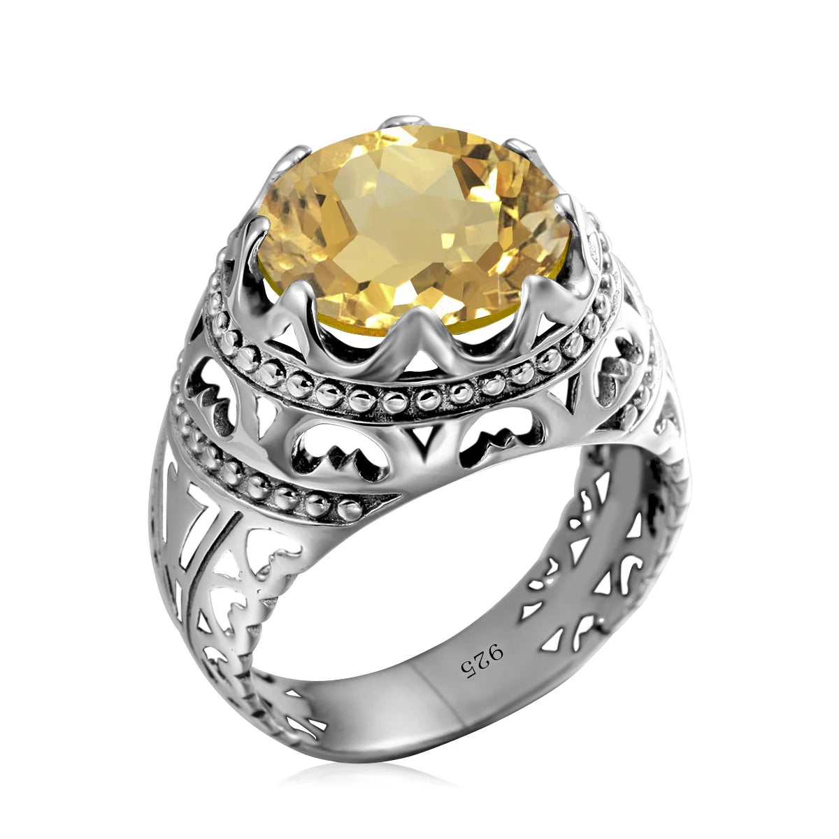 Dazzle Dime® Vintage Mystic Topaz Ring for Men | Genuine 925 Sterling Silver Round Cut Gemstone