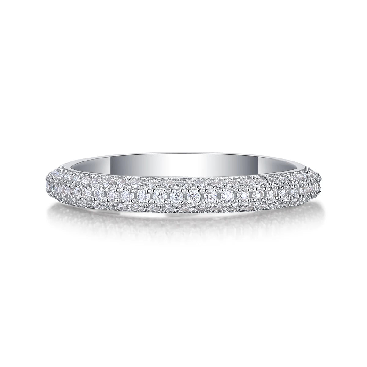 925 Sterling Silver D Color Moissanite Eternity Ring – Wedding Band in White Gold Plating