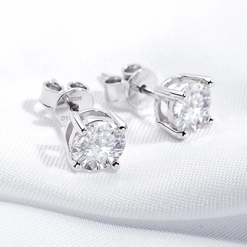 0.1-5CT Moissanite Stud Earrings | GRA Certified | S925 Silver Platinum Plated for Men & Women | Bridal Wedding Diamond Studs