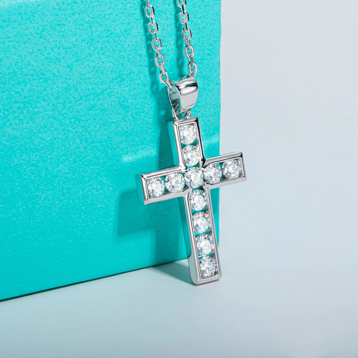 Dazzle Dime® 3.5MM 2.2CT D Color Moissanite Cross Pendant Necklace | 925 Sterling Silver