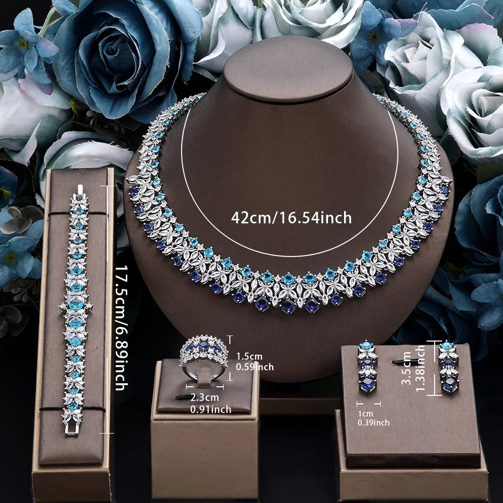 Cubic Zirconia Bridal Wedding Jewelry Set, Asian & African Crystal Wedding Jewelry Set - 4-Piece Ring
