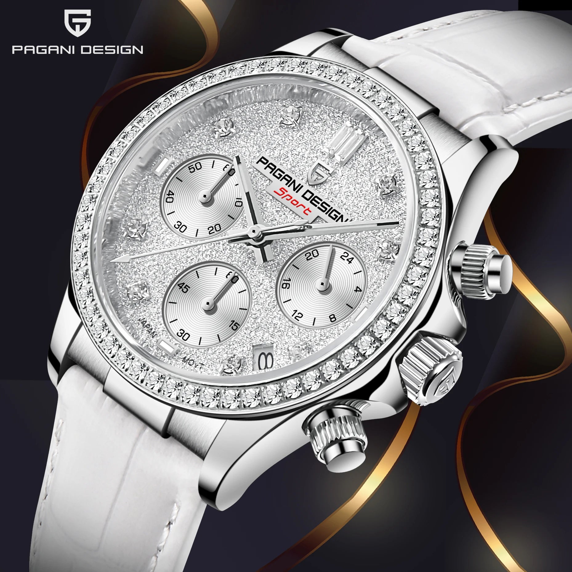 Women's Quartz Wrist Watch Sapphire Stainless Steel Noble Chronograph Relogio Feminino PD1730