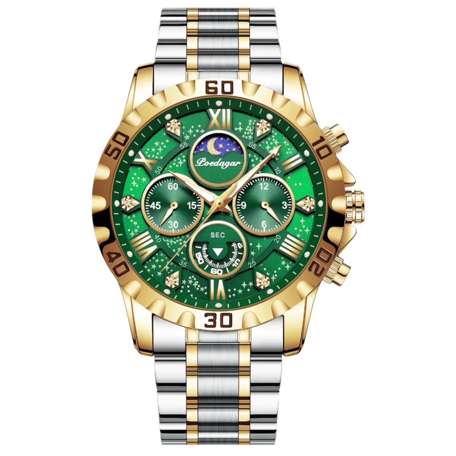 Luxury Quartz Sports Watch for Men | Waterproof Luminous Stainless Steel Chronograph by POEDAGAR