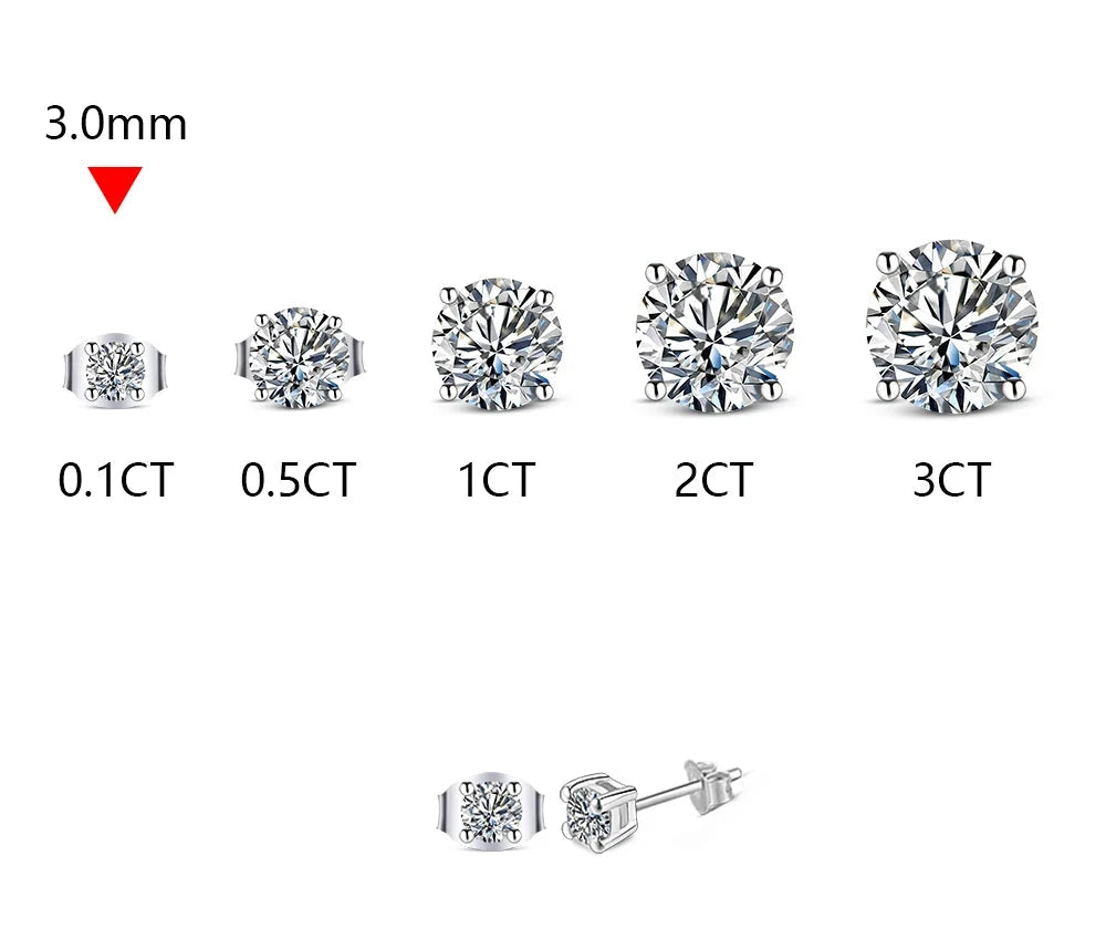 Dazzle Dime 2 Carat 8.0Mm D Color Moissanite Stud Earrings Hallmarked 925 Sterling with GRA Certification