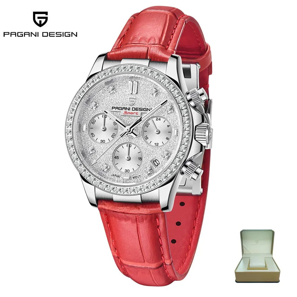Women's Quartz Wrist Watch Sapphire Stainless Steel Noble Chronograph Relogio Feminino PD1730