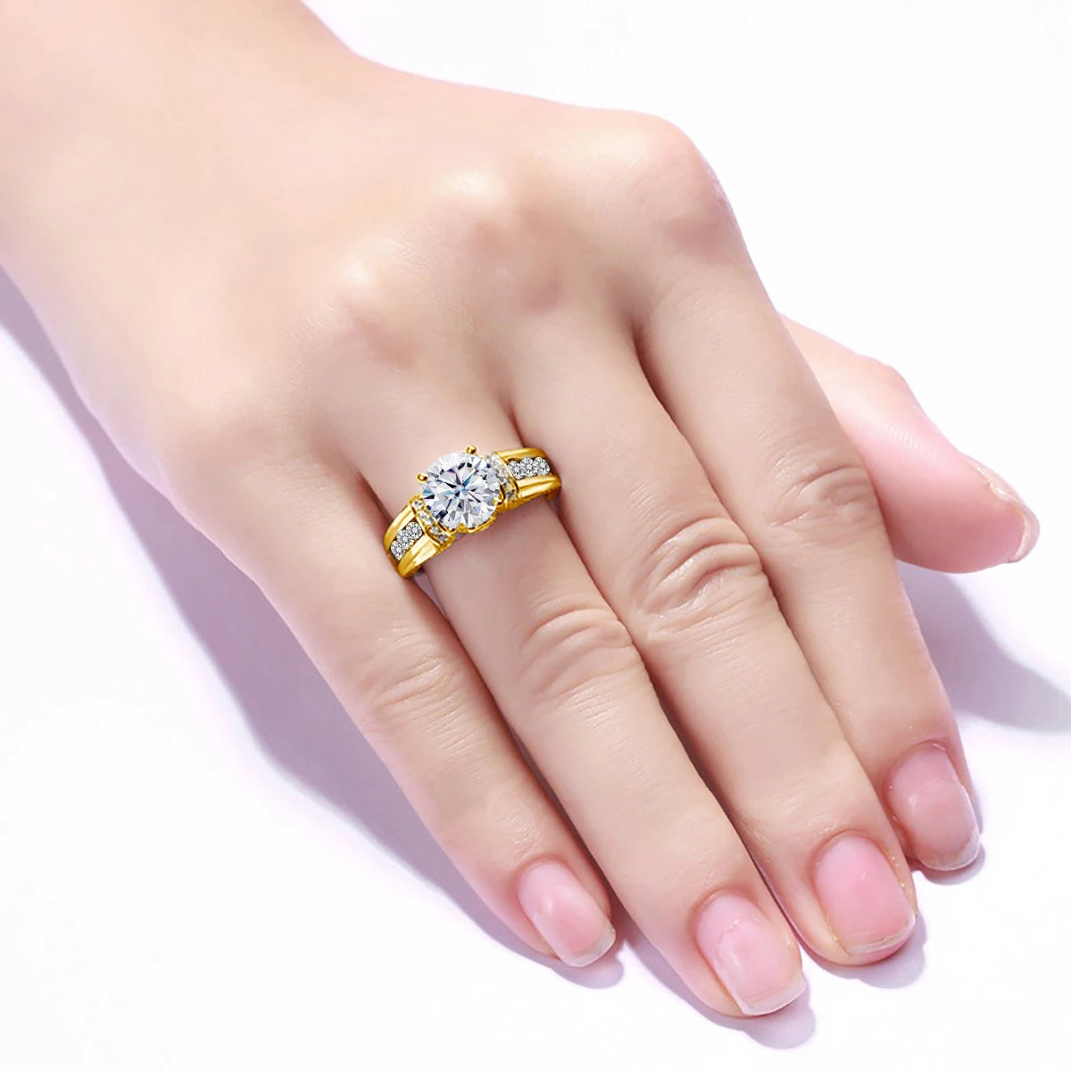 Luxury 2Ct Moissanite Engagement Ring | Solid 925 Sterling Silver | Certified D Color VVS1 | Elegant Wedding Jewelry