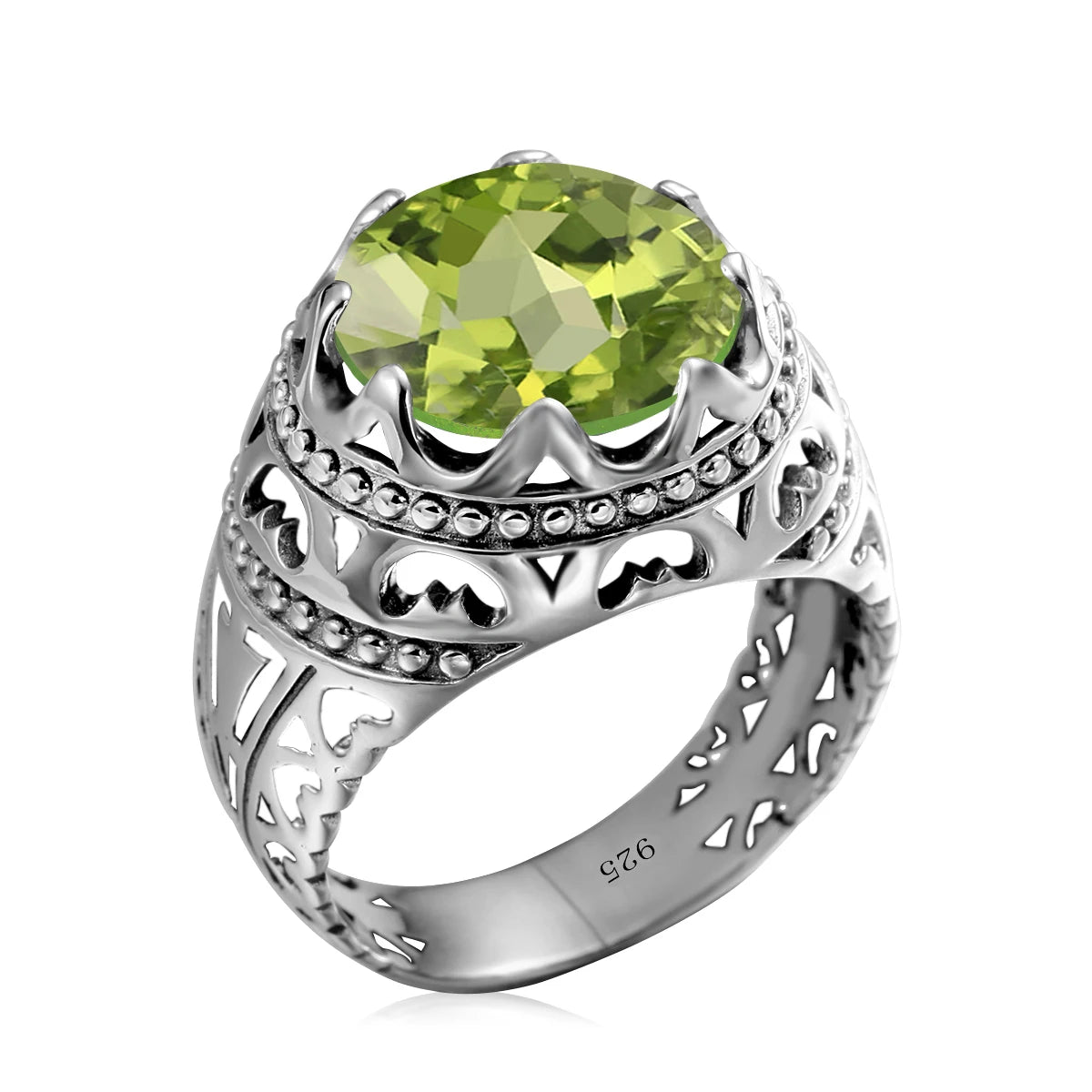 Dazzle Dime® Vintage Mystic Topaz Ring for Men | Genuine 925 Sterling Silver Round Cut Gemstone