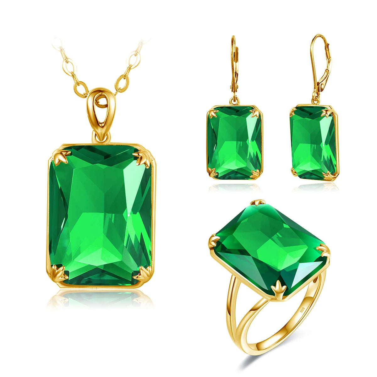 Dazzle Dime® Vintage Ruby Jewelry Set – 925 Sterling Silver Gold-Plated Necklace, Earrings, and Ring
