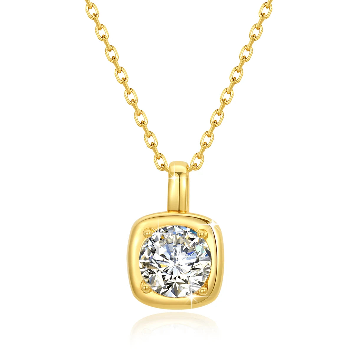 Dazzle Dime® 14K Gold Moissanite Necklace | 1CT Round Brilliant Pendant | Fine Jewelry for Women