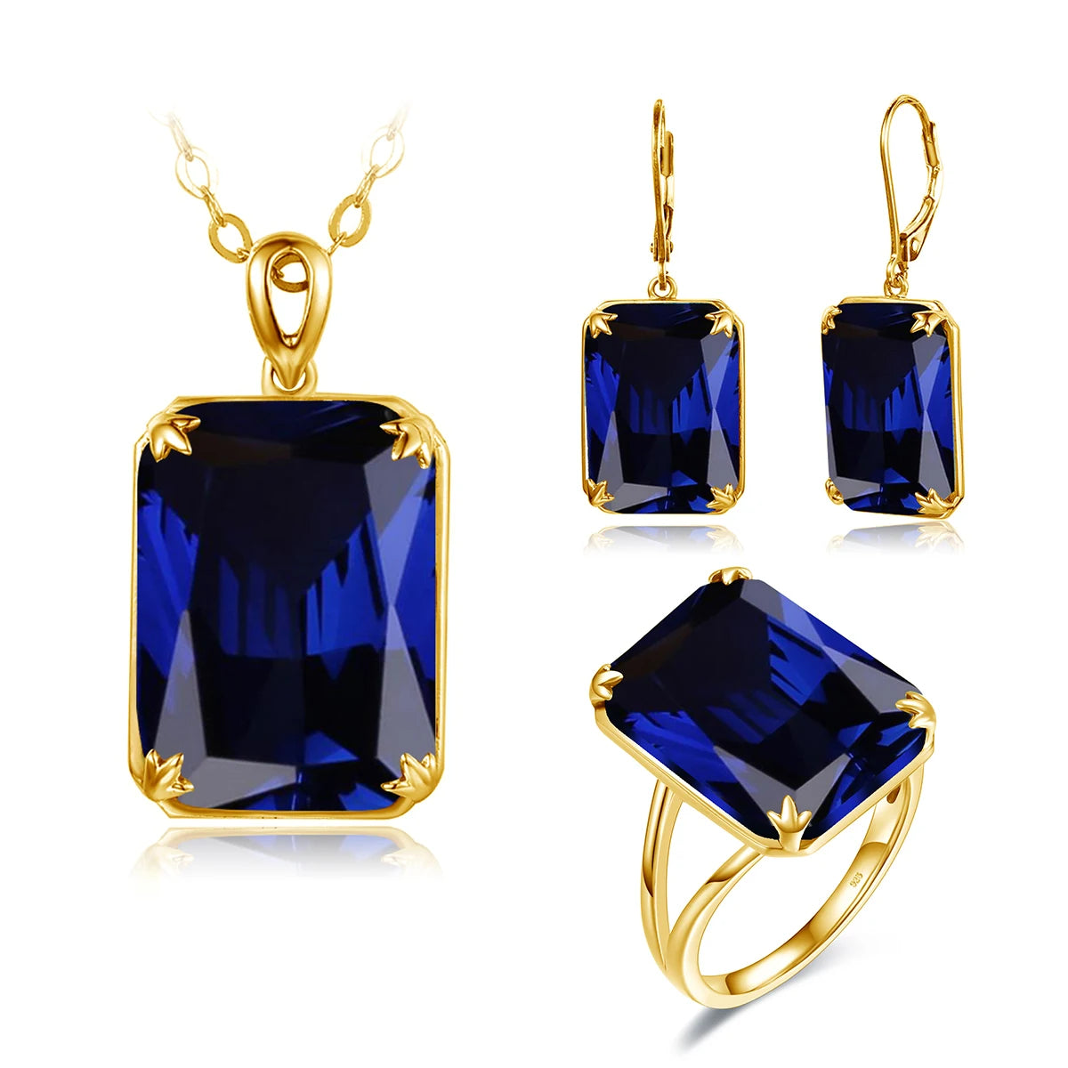 Dazzle Dime® Vintage Ruby Jewelry Set – 925 Sterling Silver Gold-Plated Necklace, Earrings, and Ring