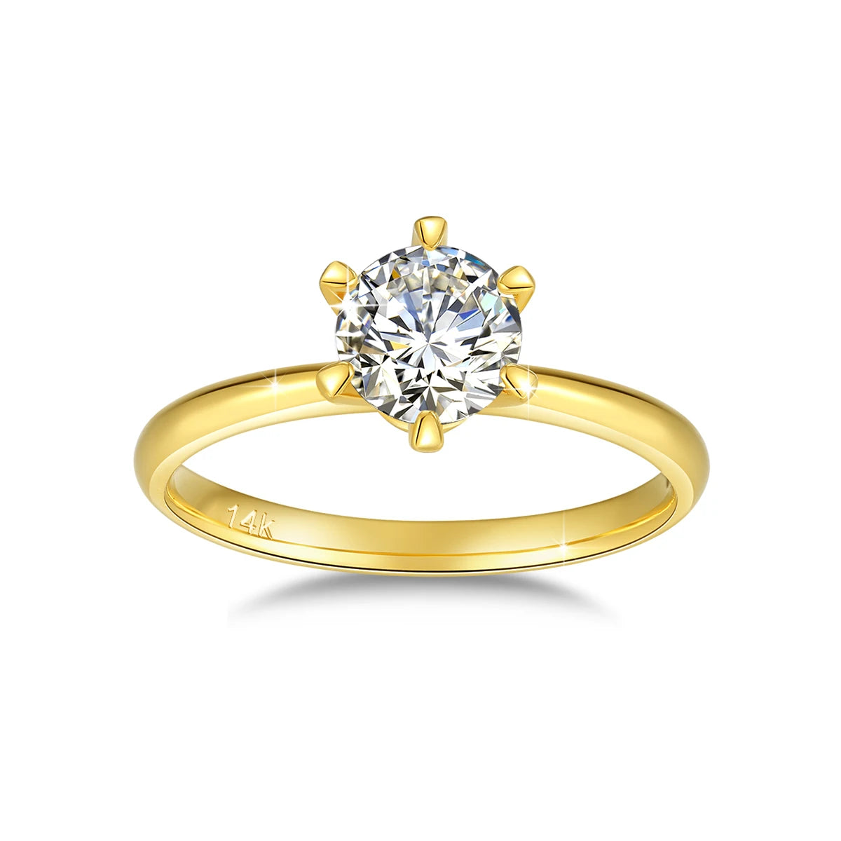 Dazzle Dime® 100% 14K Gold Moissanite Solitaire Ring | AU585 Certified | Elegant Wedding & Engagement Jewelry