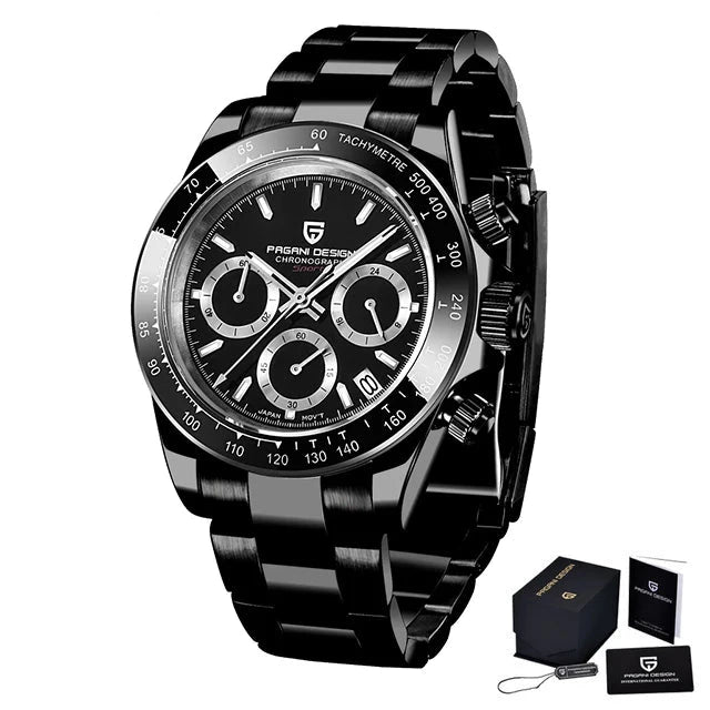 40MM V2 Men’s Retro Chronograph Quartz Watch – Sapphire Stainless Steel Waterproof Design