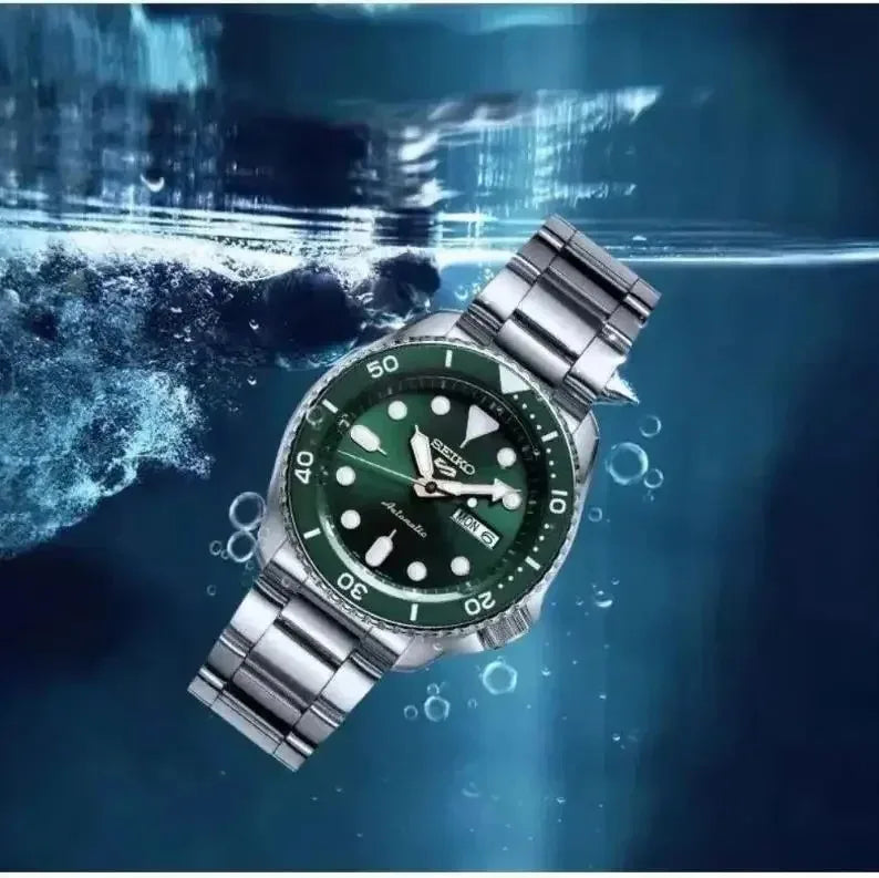 Original Seiko Watch 5 Sports Series – Automatic Quartz Rotatable Classic Steel Band Wristwatch