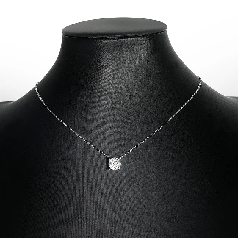 White Gold Plated 1-10CT Moissanite Necklace for Women Classic Four Claws Pendant Wedding Jewelry 925 Sterling Silver GRA