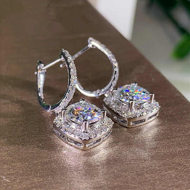 Dazzle Dime D Moissanite 3Ct Earrings in 925 Sterling Silver – Certified Moissanite Hoop, Drop, and Huggie Styles