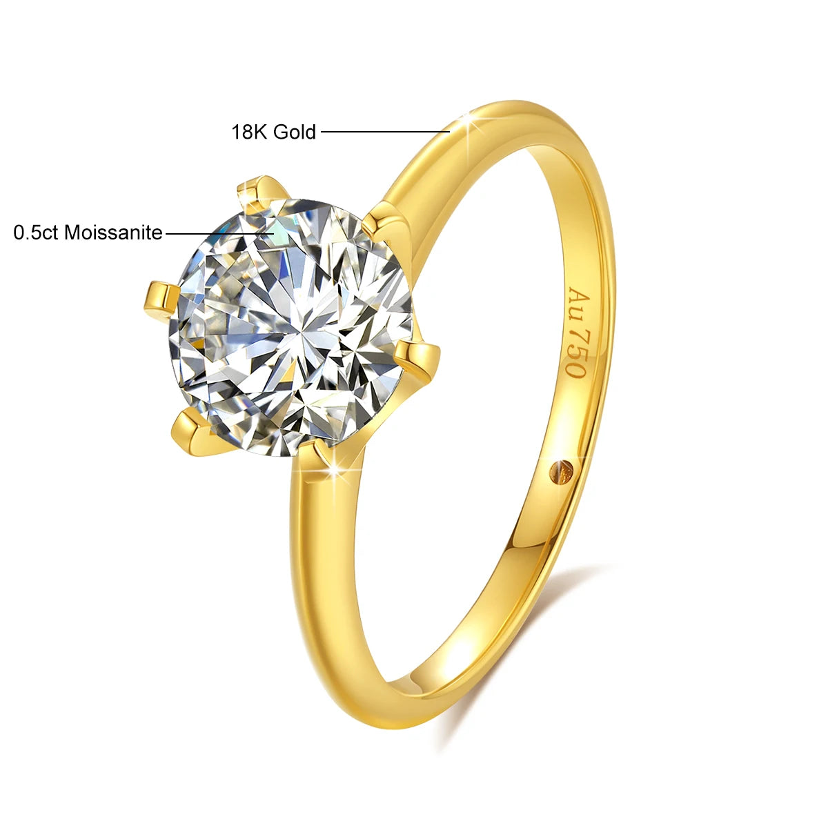 2Ct 1Ct VVS1 Moissanite Ring 18K Gold 100% Genuine for Women Wedding Anniversary Engagement Wedding Gift Fine Jewelry