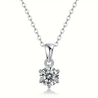 Moissanite pendant necklace1ct with GRA Certificate - Dazzle Dime