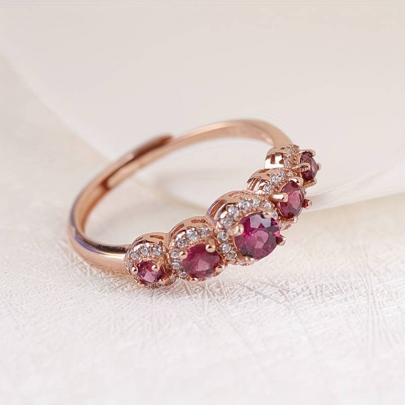 Dazzle Dime Elegant 925 Sterling Silver Base Ring with Natural Purple Garnet DAZZLE DIMEĀ®