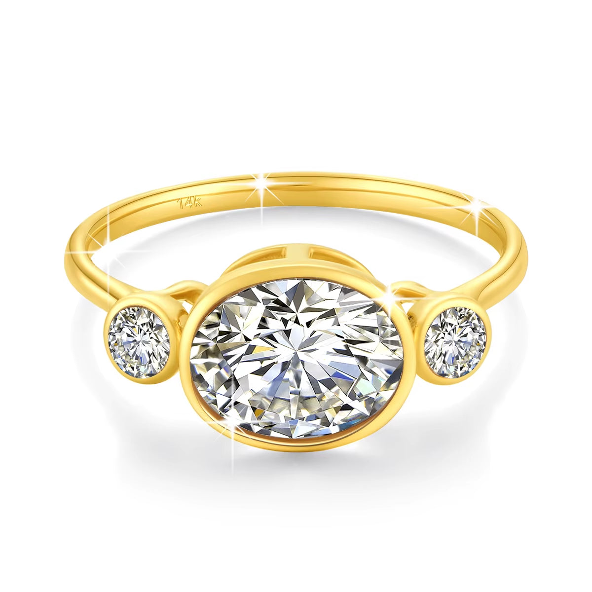 Dazzle Dime® 14K Gold Oval Cut Moissanite Engagement Ring | 2CT VVS1 D-Color Solitaire