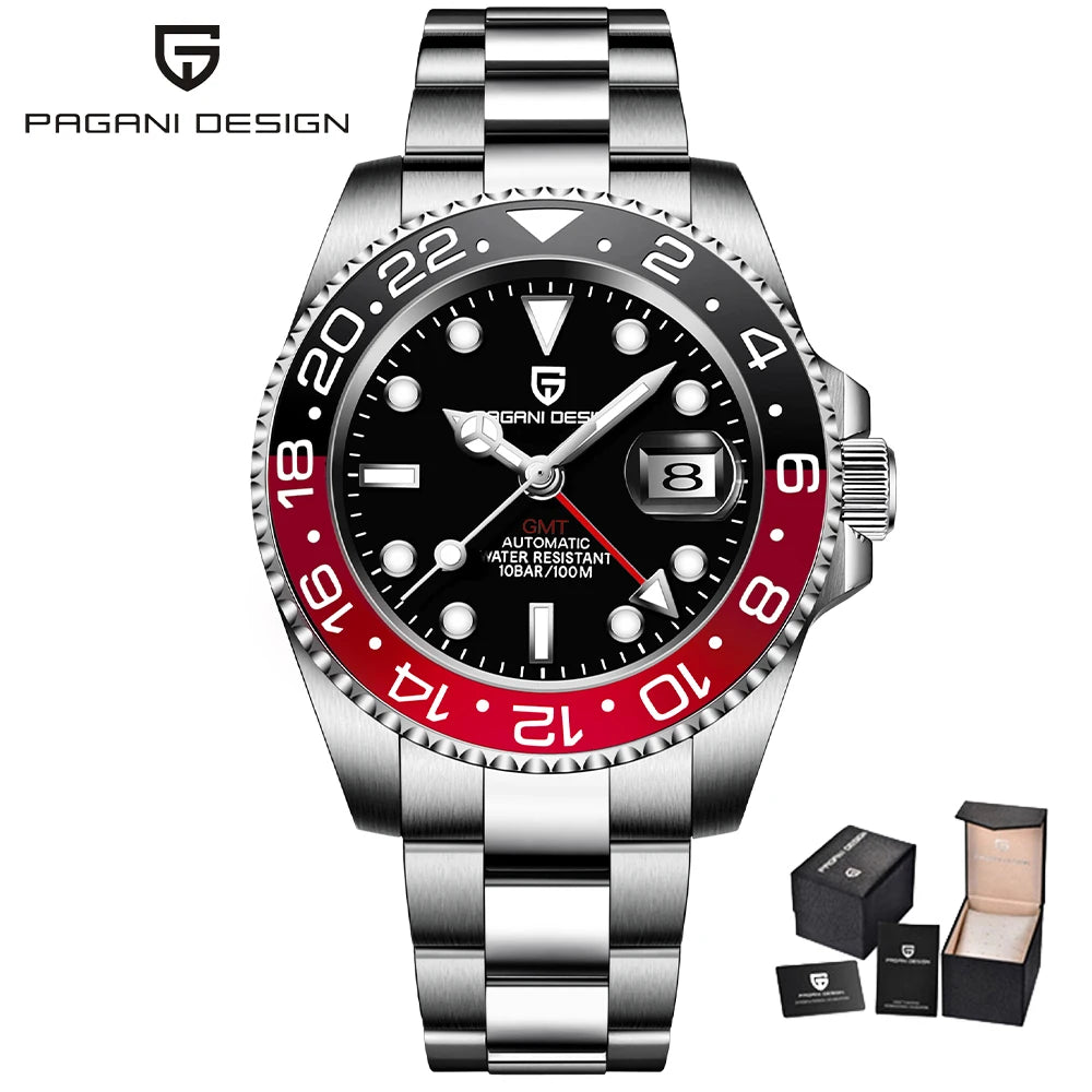40MM GMT Mechanical Wristwatch Sapphire Glass Ceramic Bezel Automatic Watch Stainless Steel 100M Waterproof Watch