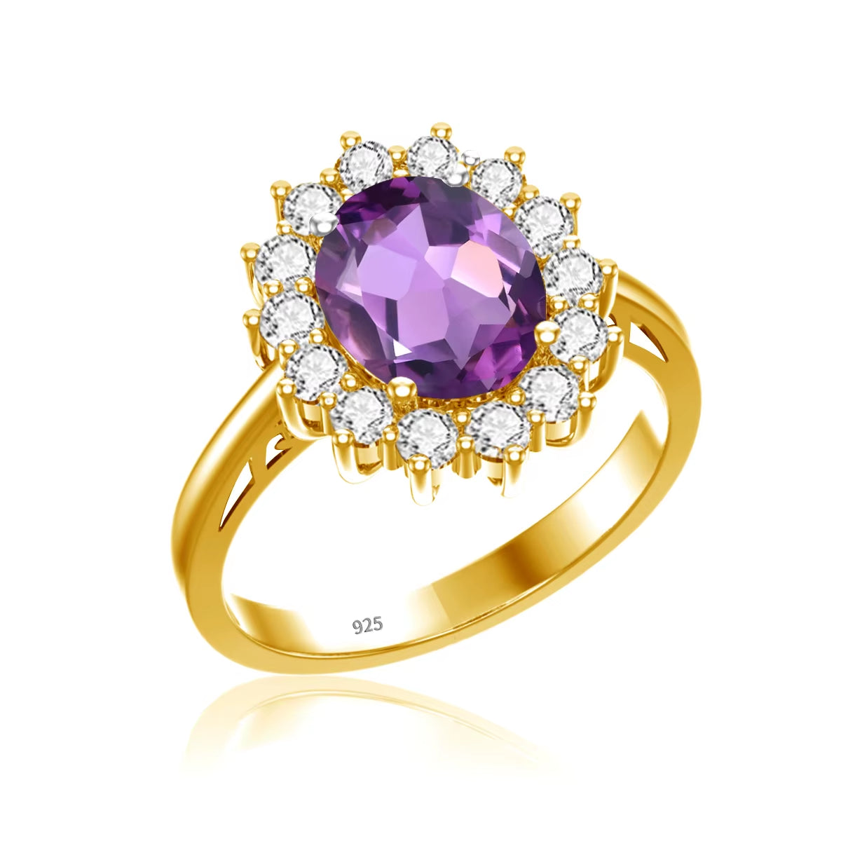 Dazzle Dime® Oval Cut 8x10mm Aquamarine Ring | 18K Gold-Plated Sterling Silver | Elegant Birthstone & Wedding Jewelry