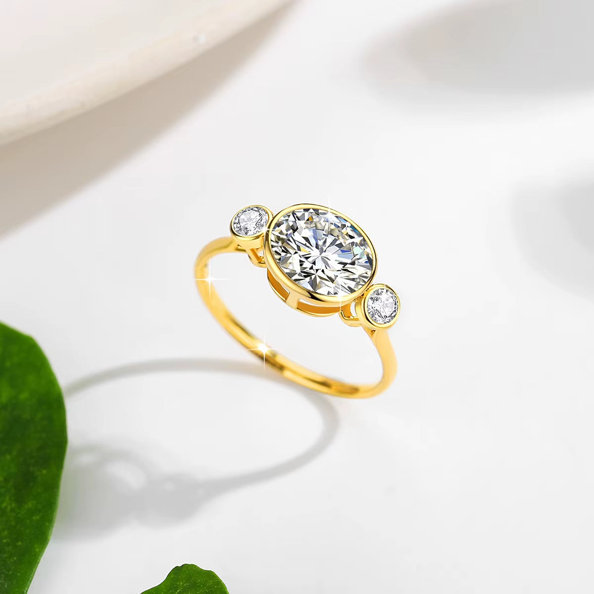Dazzle Dime® 14K Gold Oval Cut Moissanite Engagement Ring | 2CT VVS1 D-Color Solitaire