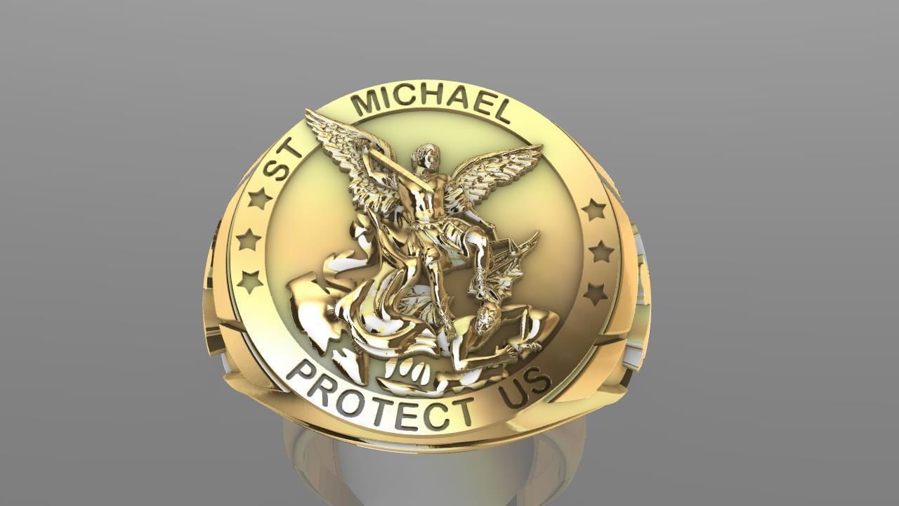 Dazzle Dime S925 Base 18k Gold Plated St Archangel Michael Inspired Protection Ring 18K Gold Plated V2 DAZZLE DIME®