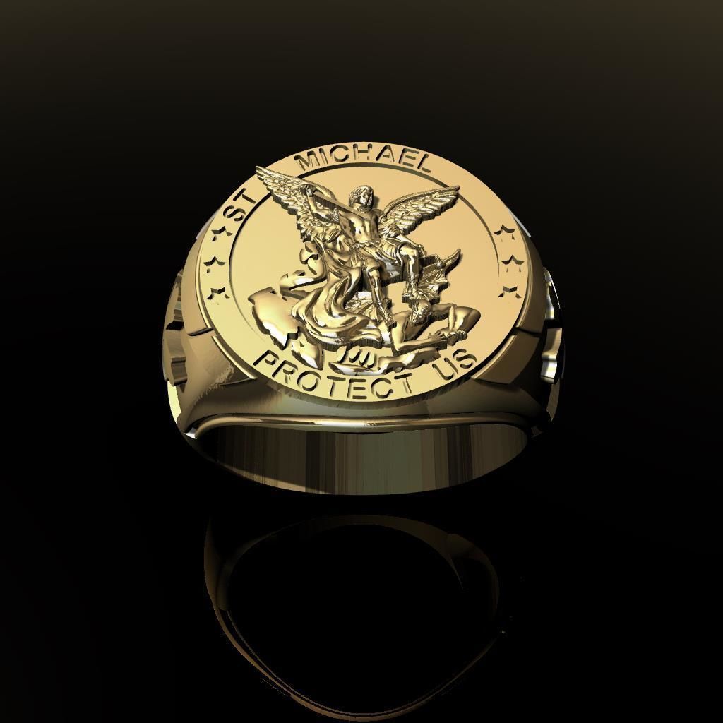 Dazzle Dime S925 Base 18k Gold Plated St Archangel Michael Inspired Protection Ring 18K Gold Plated V2 DAZZLE DIME®